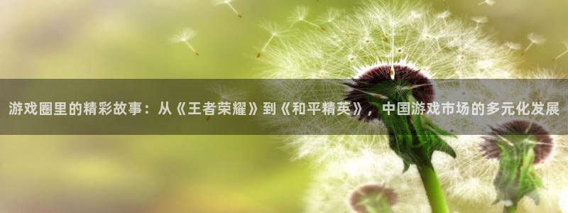 彩神体育4：游戏圈里的精彩故事：从《王者荣耀》到《和平精英》，中国游戏市场的多元化发展